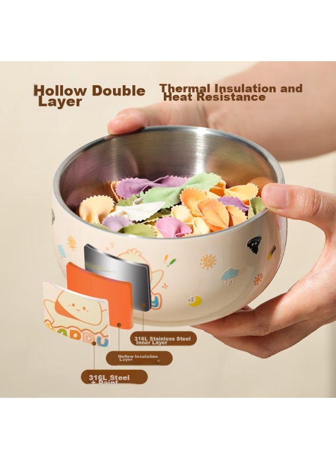 Corn Cartoon 316 Stainless Steel Household Children's Bowl, Double-layer Shatterproof And Scald-proof Baby Tableware, Complementary Food Bowl, Student Bowl - Image 3