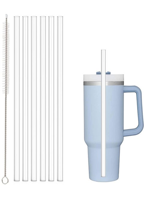 Replacement Straw Compatible with  40 oz 30 oz Cup Tumbler, 6 Pack Reusable Straw with Cleaning Brush, Plastic, Clear