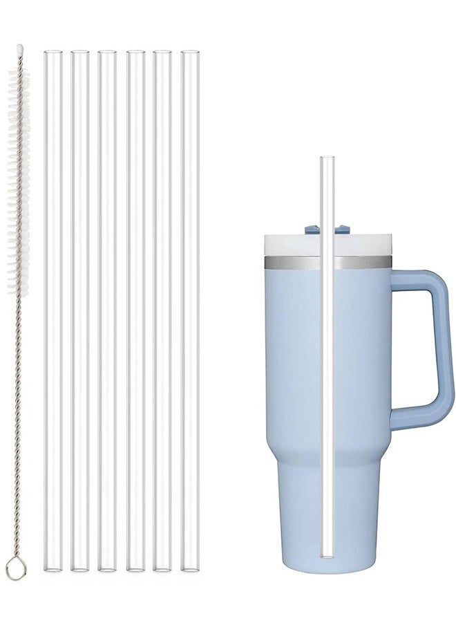 Replacement Straw Compatible with  40 oz 30 oz Cup Tumbler, 6 Pack Reusable Straw with Cleaning Brush, Plastic, Clear