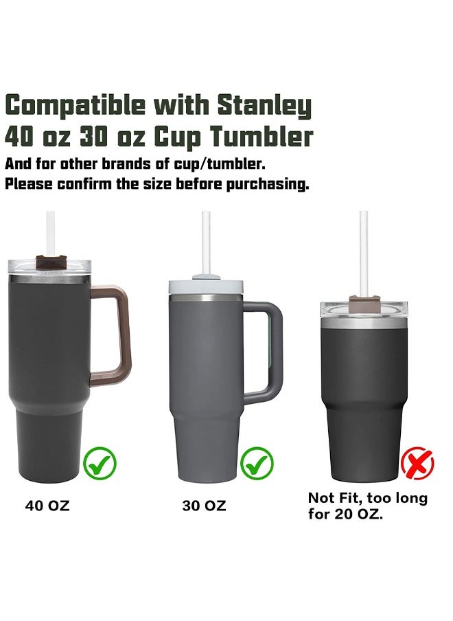 Replacement Straw Compatible with  40 oz 30 oz Cup Tumbler, 6 Pack Reusable Straw with Cleaning Brush, Plastic, Clear