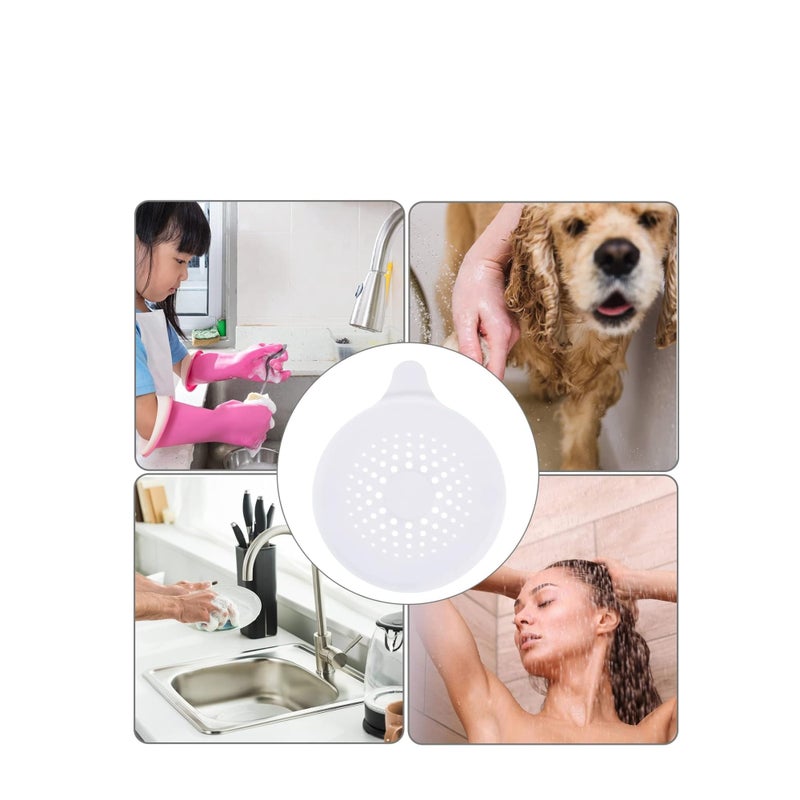 Zikra Shower Drain Hair Catcher, 4 Pcs Silicone Drain Protector, Sink Strainer Protector, with Suction Cups Strainer Trap, Strainer Plug Trap Filter Drain Covers for Sinks Bathroom, Bathtub, Kitchen - Image 2