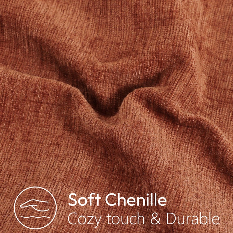 Stellhome Set of 2 Halloween Decorations Autumn Rust Pillow Covers Soft Textured Lumbar Chenille Accent Solid Cushion Cover for Couch Sofa Bedroom Living Room 12x20 Inch, Burnt Orange - Image 2