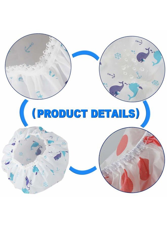 Aniann 11 Pieces Waterproof Shower Caps Elastic Reusable Plastic Bathing Hair Cap Lady Salon Hat for Kids Girls and Women, Assorted Patterns - Image 5