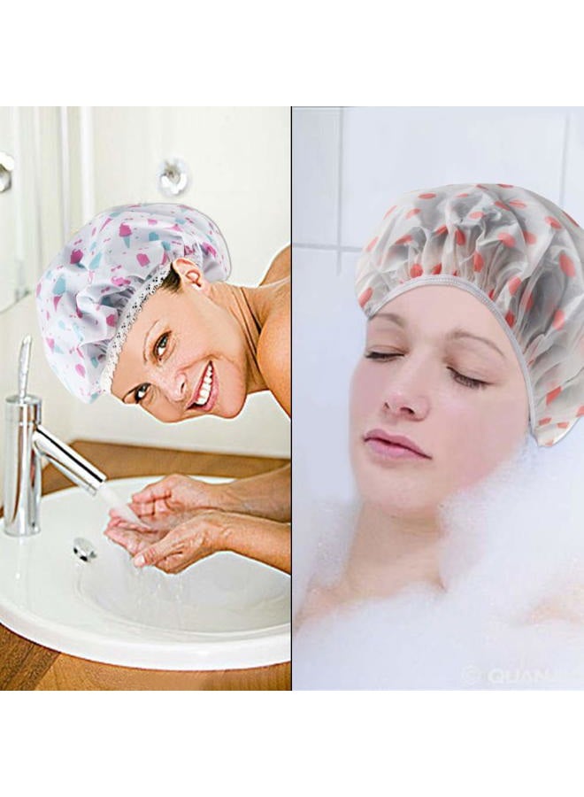 Aniann 11 Pieces Waterproof Shower Caps Elastic Reusable Plastic Bathing Hair Cap Lady Salon Hat for Kids Girls and Women, Assorted Patterns - Image 4