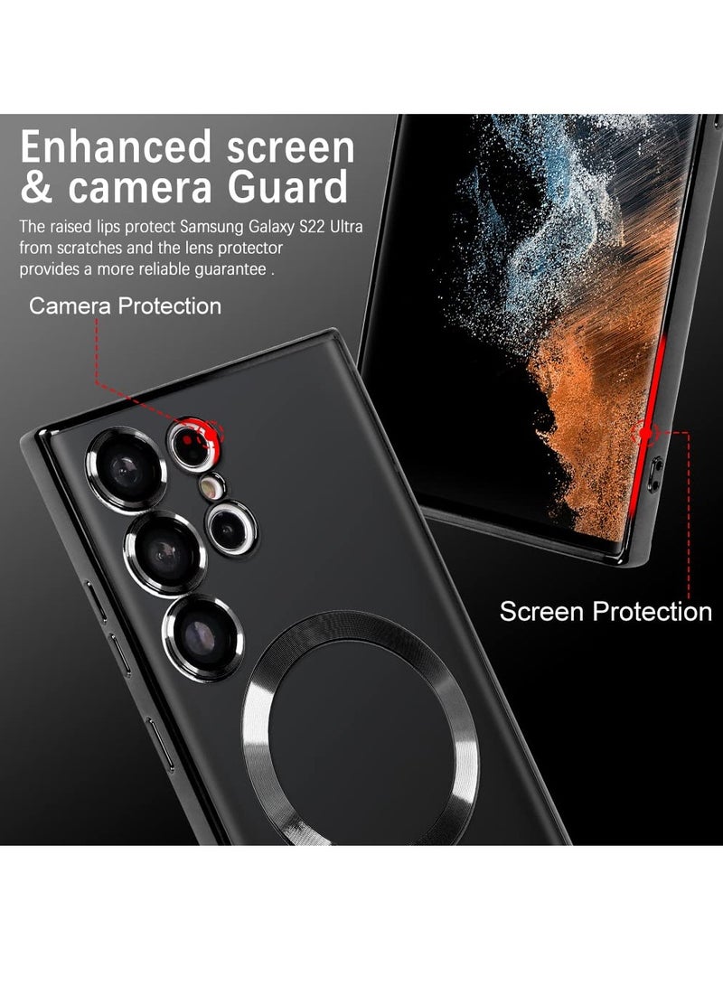 BORTONY Galaxy S23 Ultra Case Plating Magnetic Case with Screen Protector Magnetic Cover Clear Body Slim Fit Shockproof MagSafe for Samsung Galaxy S23 Ultra Cover 6.8 inch - Image 3