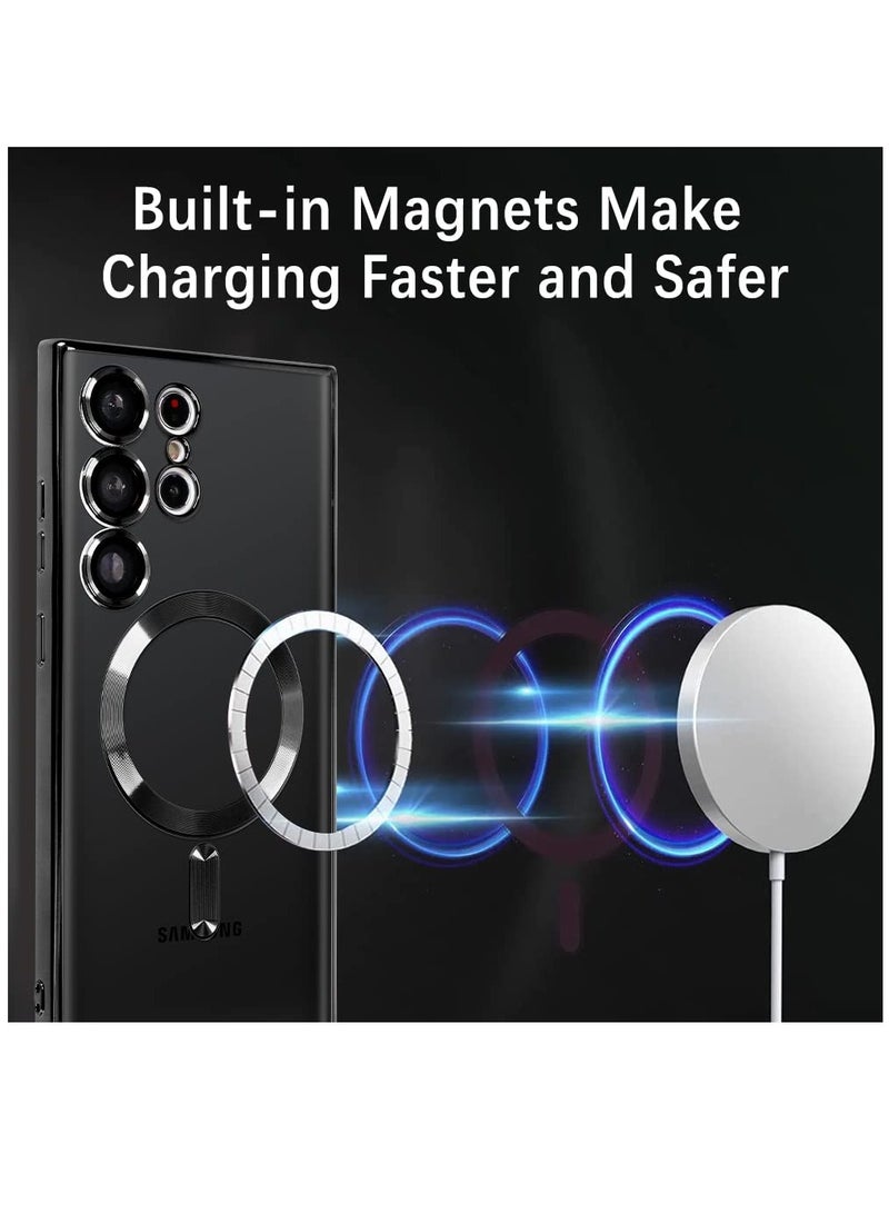 BORTONY Galaxy S23 Ultra Case Plating Magnetic Case with Screen Protector Magnetic Cover Clear Body Slim Fit Shockproof MagSafe for Samsung Galaxy S23 Ultra Cover 6.8 inch - Image 2