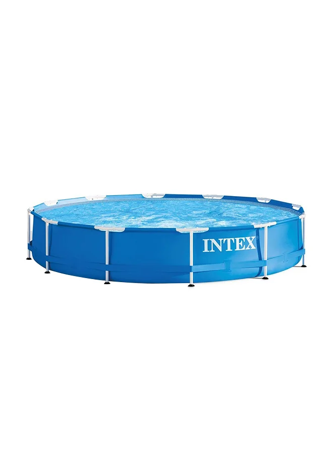 انتكس Metal Frame Round Swimming Pool 366x76cm – Above Ground Family Pool with Steel Frame, Durable Build & Easy Setup for Backyard Summer Fun