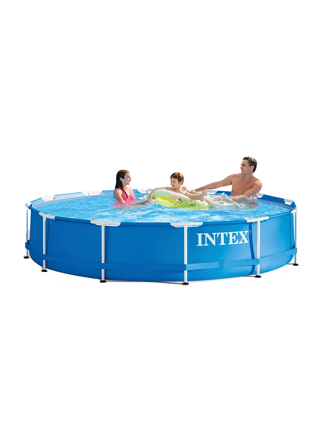 انتكس Metal Frame Round Swimming Pool 366x76cm – Above Ground Family Pool with Steel Frame, Durable Build & Easy Setup for Backyard Summer Fun