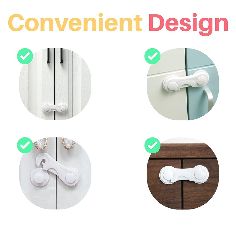Inaya 6-Pack Child Proof Locks for Cabinet Doors, Pantry, Closet, Wardrobe, Cupboard, Drawers - 3M - No Drilling - Child Safety Locks for Cabinets and Drawers - Baby Proofing Cabinet Lock - Image 3