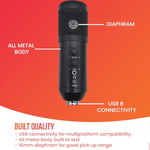 Audio Array AM-C42 Plug & Play AI Noise Cancelling USB Condenser Microphone | Mute Button/Echo/Volume Knob | Kit with Boom Arm & Pop Filter | Karaoke, Gaming, Streaming, Podcast | Mac/PC/Mobile - Image 5