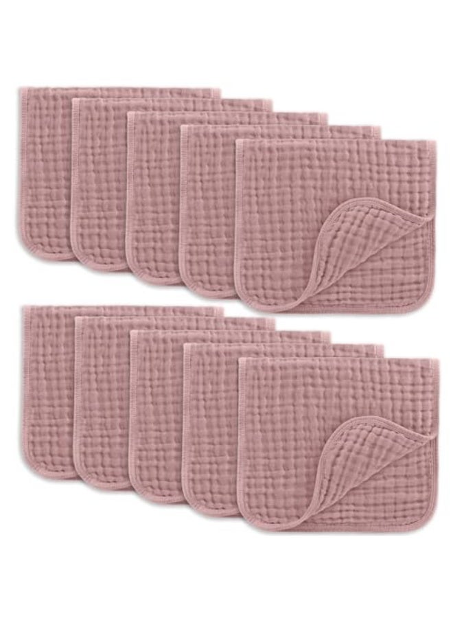 مناديل تجشؤ من القطن 100% بحجم 20" x 10" - عبوة من 10 قطع - كبيرة، 6 طبقات، فائقة الامتصاص، مناسبة لعاب الأطفال والفوضى - مناديل تجشؤ ناعمة وآمنة ولطيفة للأطفال الأولاد والبنات - لون موف - Image 1