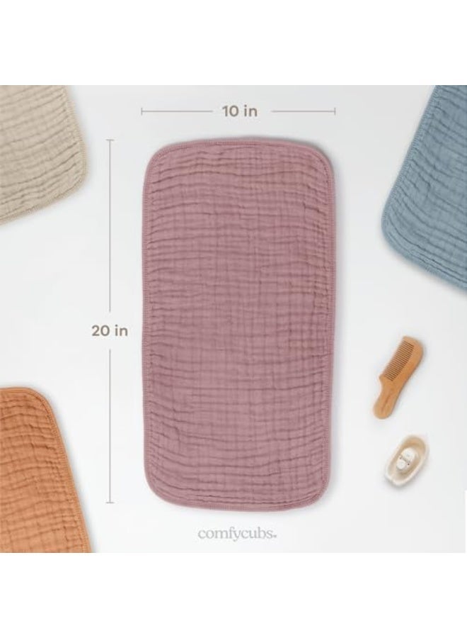 مناديل تجشؤ من القطن 100% بحجم 20" x 10" - عبوة من 10 قطع - كبيرة، 6 طبقات، فائقة الامتصاص، مناسبة لعاب الأطفال والفوضى - مناديل تجشؤ ناعمة وآمنة ولطيفة للأطفال الأولاد والبنات - لون موف - Image 3