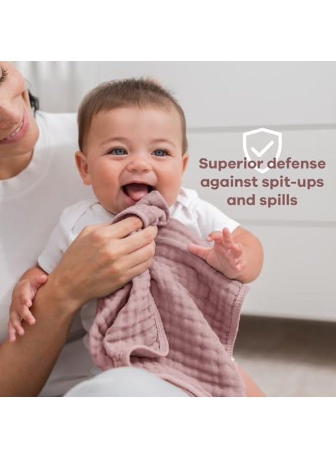 Muslin Burp Cloths 20" x 10", Pack of 6 - Large, 6-Layer, Ultra Absorbent 100% Cotton for Baby Drool and Messes - Soft, Safe & Gentle Baby Burp Cloths for Boys & Girls - Mauve - Image 4