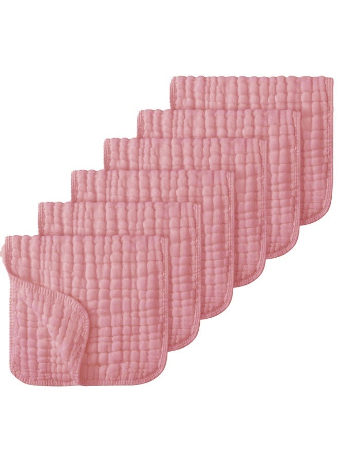 Muslin Burp Cloths 20" x 10", Pack of 6 - Large, 6-Layer, Ultra Absorbent 100% Cotton for Baby Drool and Messes - Soft, Safe & Gentle Baby Burp Cloths for Boys & Girls - Mauve - Image 1