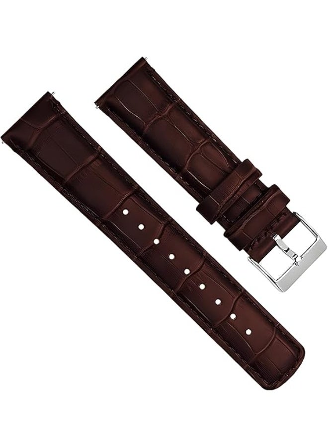 22mm Genuine Leather Replacement Watch Band Compatible with Samsung Watch, Huawei Watch 3, Gear S3, Huawei Watch 3/3 Pro/GT2 (46mm)/GT2 Pro/GT2e - Dark brown - Image 2