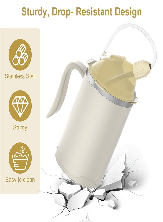 VOPHIA Senior Water Cup Sippy Cups for Elderly, 13.5oz Spill Proof Cup, Stainless Steel Sippy Cup with Lids, No Spill Feeding Cups for Patient Disabled Maternity Drink Water Milk Soup (Beige) - Image 5