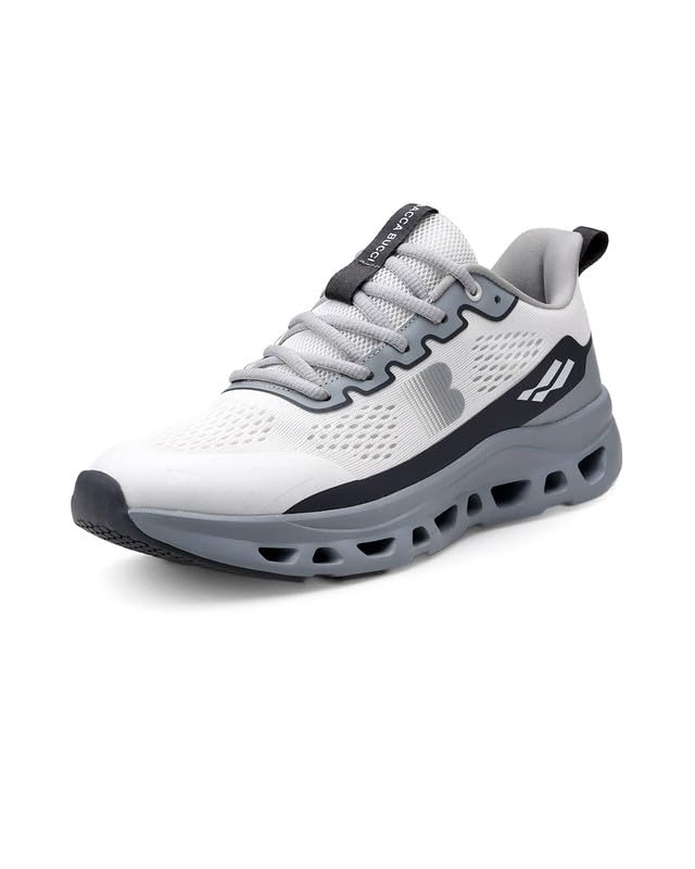Bacca Bucci Balance Men’s Sports Sneakers | Ultra-Light Jacquard Running Shoes with Cushioned Rebound Sole Stone Grey UK 8 - Image 1