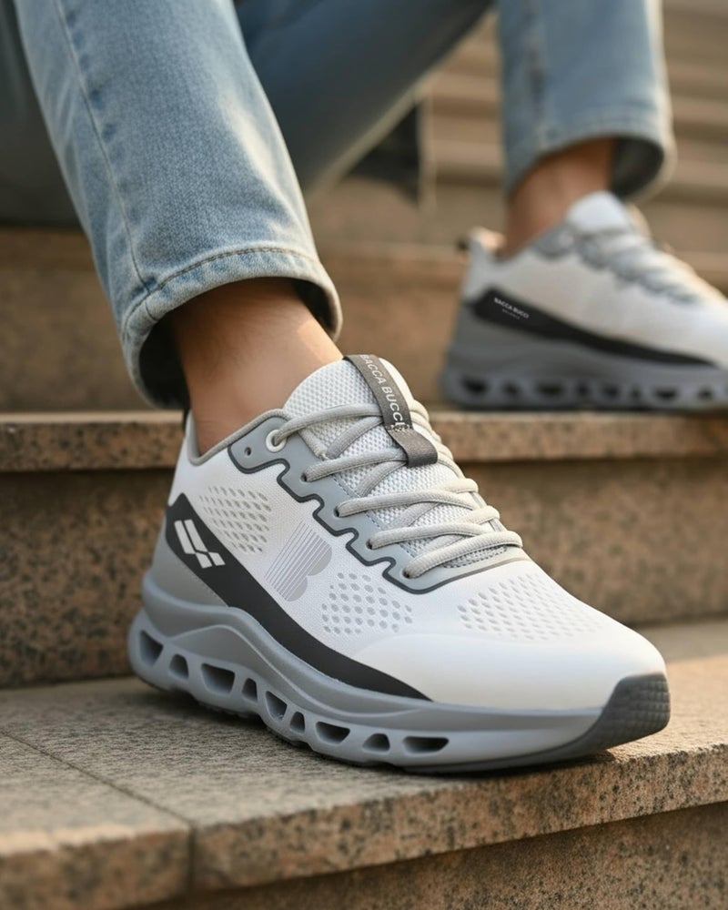 Bacca Bucci Balance Men’s Sports Sneakers | Ultra-Light Jacquard Running Shoes with Cushioned Rebound Sole Stone Grey UK 8 - Image 5