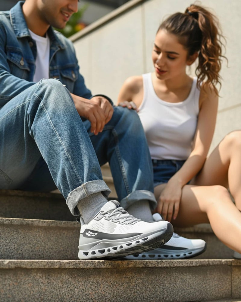 Bacca Bucci Balance Men’s Sports Sneakers | Ultra-Light Jacquard Running Shoes with Cushioned Rebound Sole Stone Grey UK 8 - Image 3
