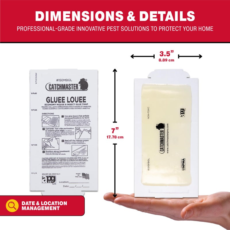 Catchmaster ألواح لاصقة للفئران والحشرات من كاتشماستر، عبوة 75 فخ للفئران داخل المنزل، لاصق للتحكم في الآفات لاصطياد الحشرات والفئران الصغيرة والقوارض، فخاخ لاصقة غير سامة بالجملة - Image 4