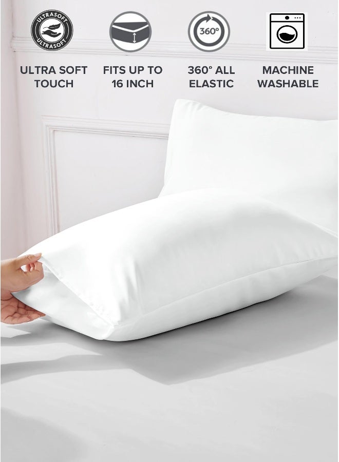 Noon East Double Size 3Pc Fitted Sheet Set | Soft Microfiber Material | Bright White Color | 1 Fitted Sheet 120 X 200 Cm With 40 Cm Deep Pocket, 1 Flat Sheet 200 X 280 Cm, 1 Pillow Case 50 X 75 Cm | Suitable For Double Size Mattress - Image 4
