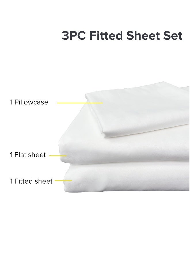 Noon East Double Size 3Pc Fitted Sheet Set | Soft Microfiber Material | Bright White Color | 1 Fitted Sheet 120 X 200 Cm With 40 Cm Deep Pocket, 1 Flat Sheet 200 X 280 Cm, 1 Pillow Case 50 X 75 Cm | Suitable For Double Size Mattress - Image 5