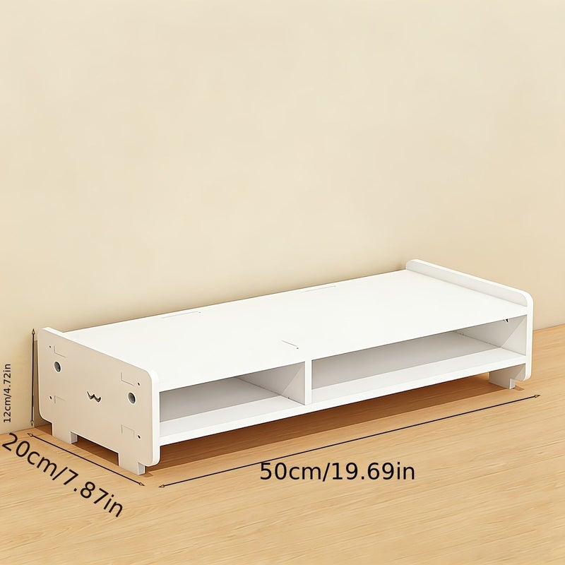 White Monitor Riser Desktop Storage Organizer Multifunctional Office Stand - Image 2
