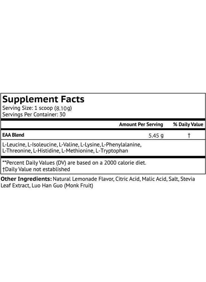 VitaMonk - Clean Eaa Eaas With No Artificial Sweeteners For Preworkout Energy And Recovery Max Bioavailable Eaa Powder With 9 Essential Amino Acids Natural Lemonade Flavor - Image 1