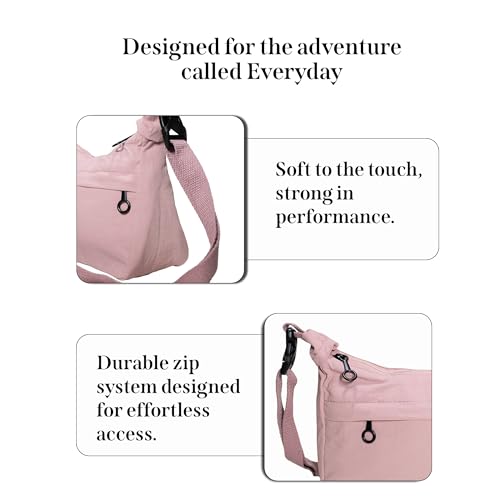RarePicks Crossbody Sling Bags for Women | Adjustable Strap Half Moon Sling Bag, Water Resistant Crescent Crossbody Travel Purse, Stylish Fanny & Waist Handbag (Pink) - Image 3
