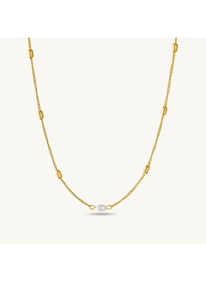 PALMONAS 18k Gold Tone Plated Single Pearl Necklace
 for Women - Image 1