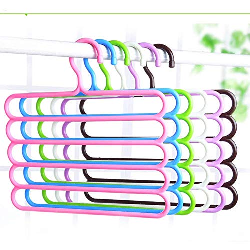 Inditradition 5 Layer Pant Cloth Hanger, Wardrobe Hanger | Space Saving Multi-Layer Design, Assorted Colour, Plastic (Pack of 8) - Image 3