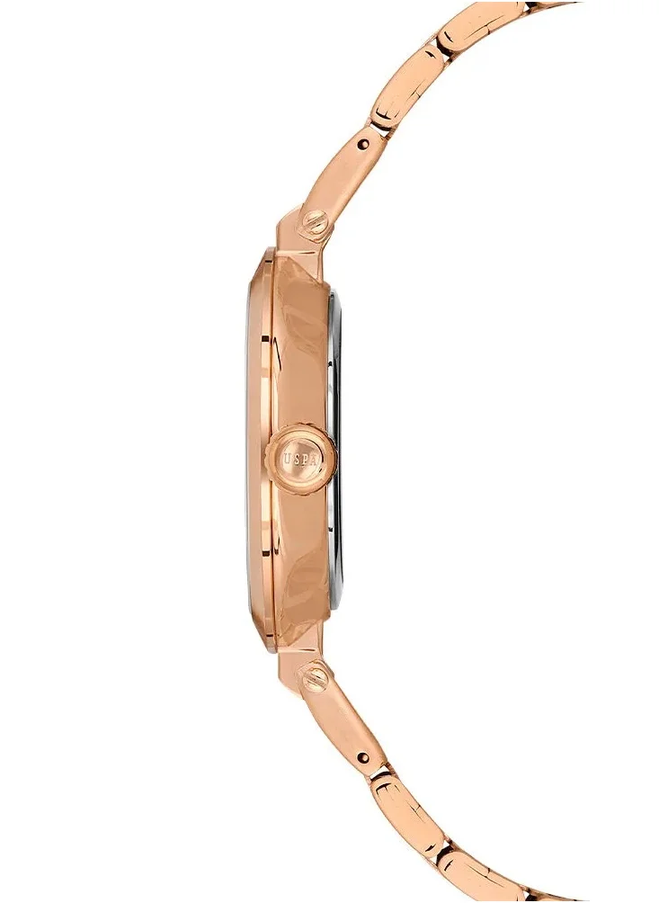 U.S. Polo Assn. Women's 34mm Watch with Silver Dial & Rose Gold Bracelet