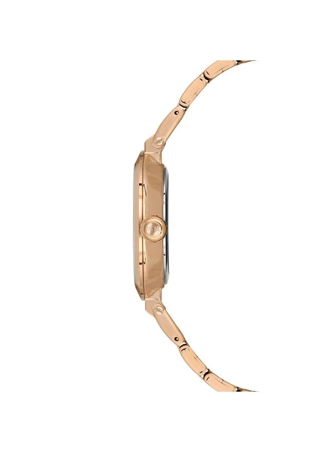 U.S. Polo Assn. Novelties Silver Dial Rose Gold Stainless Steel Bracelet Analog Watch for Women 34mm