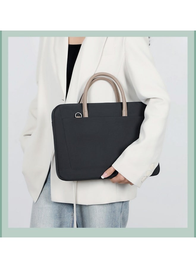 Unisex Solid Color 15-Inch Laptop Bag with Suitcase Trolley Strap, Men's and Women's Nylon Business Bag Office Bag President Bag Briefcase, Large-capacity Computer Bag Notebook Bag for Students
