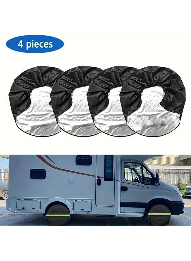أغطية الإطارات العاكسة السوداء 4 قطع مقاس عالمي للحماية من الشمس المقاس S - Image 3