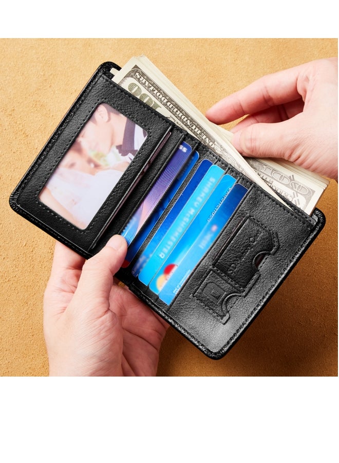 Dante Men's Wallet Vertical Top Layer Cowhide Anti-theft Card Demagnetization Genuine Leather Wallet  - Image 2