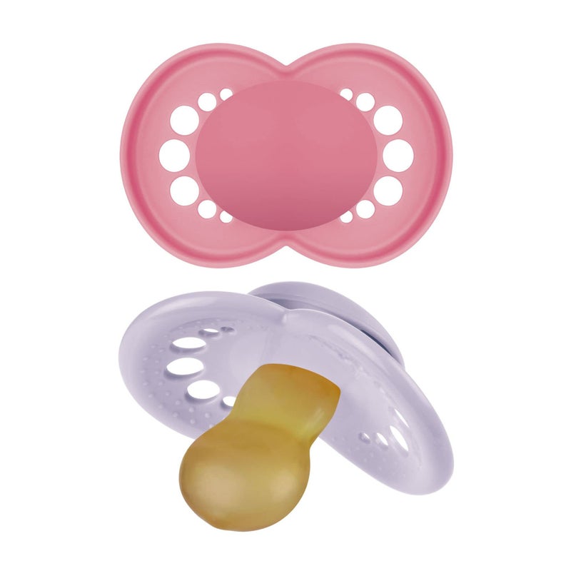 MAM Original Latex Pacifiers, Binky Pacifier for 6-16 Months, Natural Rubber Nipple, Made from Bio-Circular Materials, Easy to Clean, with Sterilizer Case, 2 Count Binkies - Image 1