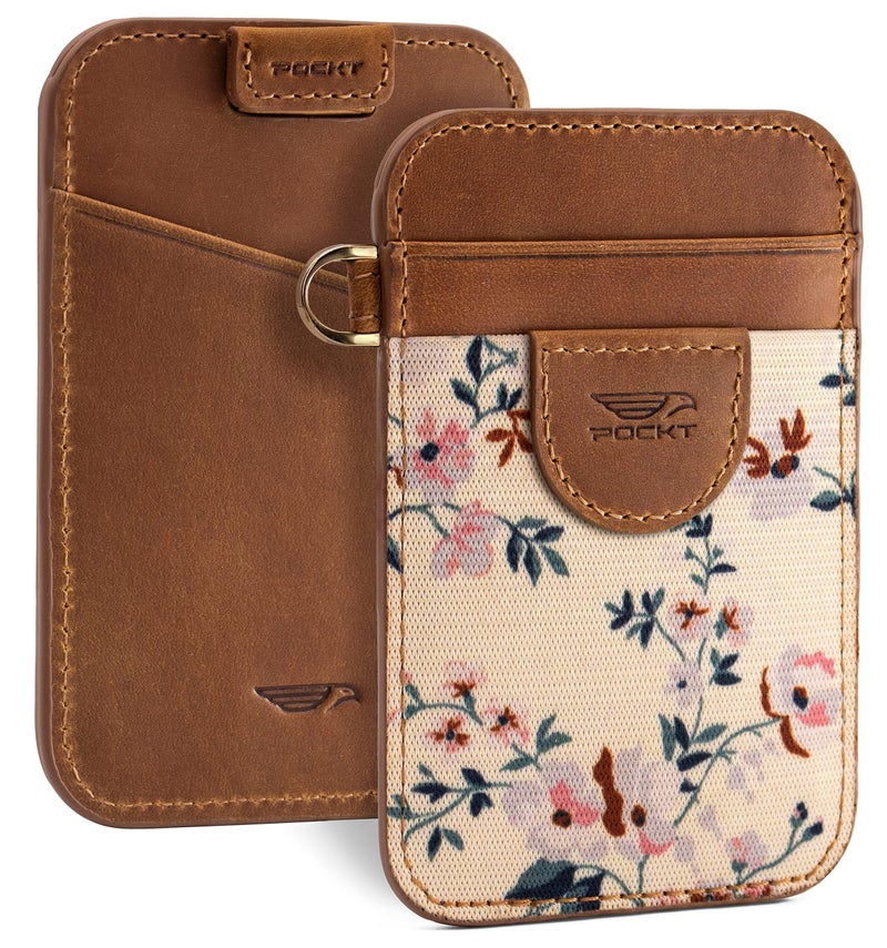 POCKT Slim Card Holder Wallet For Men and Women - Minimalist Front Pocket Wallet Elastic Credit Card Holder Genuine Leather RFID Blocking Card Case Wallets | Bloom - Image 1