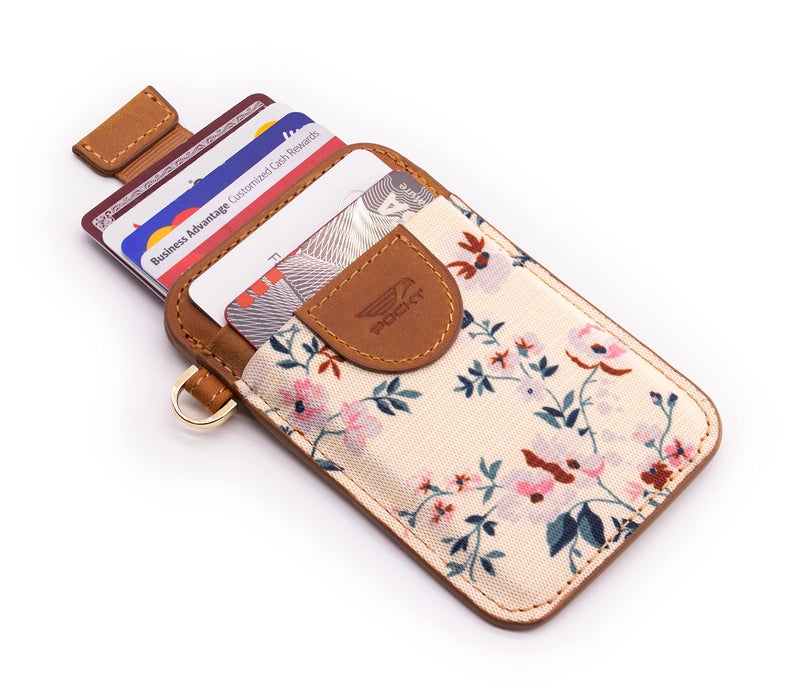 POCKT Slim Card Holder Wallet For Men and Women - Minimalist Front Pocket Wallet Elastic Credit Card Holder Genuine Leather RFID Blocking Card Case Wallets | Bloom - Image 4