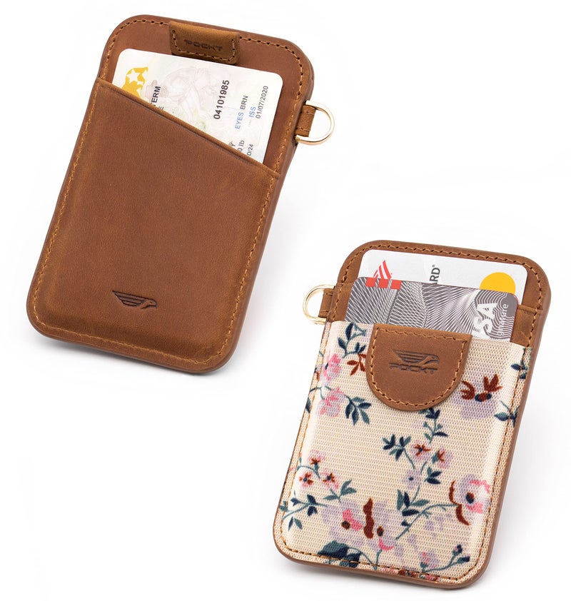 POCKT Slim Card Holder Wallet For Men and Women - Minimalist Front Pocket Wallet Elastic Credit Card Holder Genuine Leather RFID Blocking Card Case Wallets | Bloom - Image 3