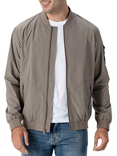 Rdruko Mens Light Jackets Casual Stylish Windbreaker Bomber Jacket Zip UpKhaki US XXXL - Image 1