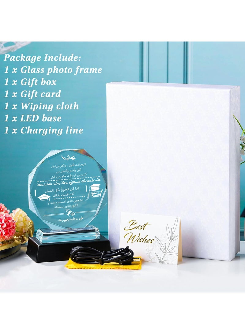 RARELY هدايا تخرج الكلية النادرة لها وله هدية تذكارية زجاجية رائعة من دفعة 2024 لمدرسة الثانوية ودرجة الماجستير والدكتوراه هدايا تخرج للنساء والرجال مع قاعدة LED ملونة - Image 5