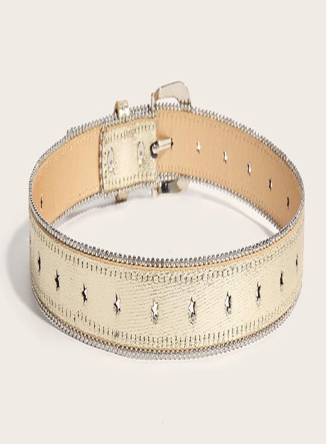 OVOY Girls Western Cowgirl Belt with Star Hole - Gold Bling Adjustable Leather Belt for Jeans, Dresses & Pants, Age 6-12 - Image 5