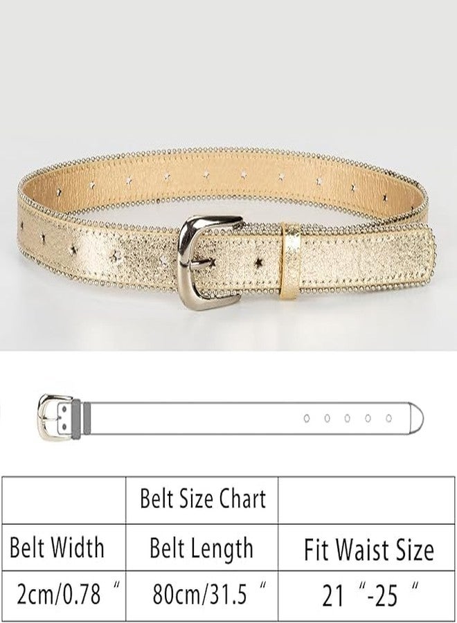 OVOY Girls Western Cowgirl Belt with Star Hole - Gold Bling Adjustable Leather Belt for Jeans, Dresses & Pants, Age 6-12 - Image 4