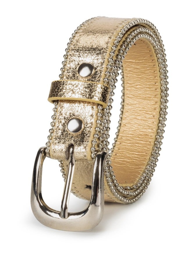 OVOY Girls Western Cowgirl Belt with Star Hole - Gold Bling Adjustable Leather Belt for Jeans, Dresses & Pants, Age 6-12 - Image 2