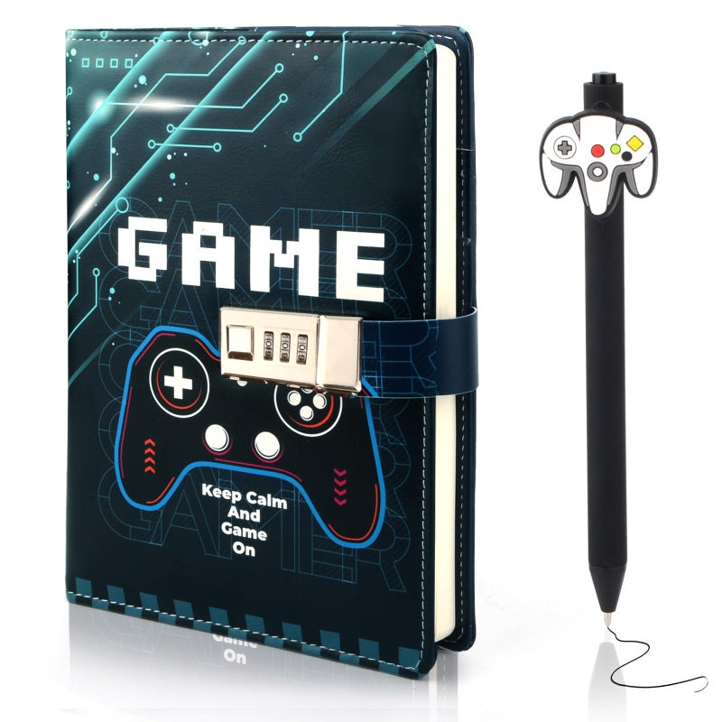 Purtarly Diary with Lock for Boys Ages 8-12, Game Journal with Lock, Video Game Diary for Teen Boys 10-18, Birthday Easter Gifts for Boy Journal with Pen, Gaming Notebook Writing Drawing Gifts for 10 11 12 13 14 15 16 Teenagers - Image 1