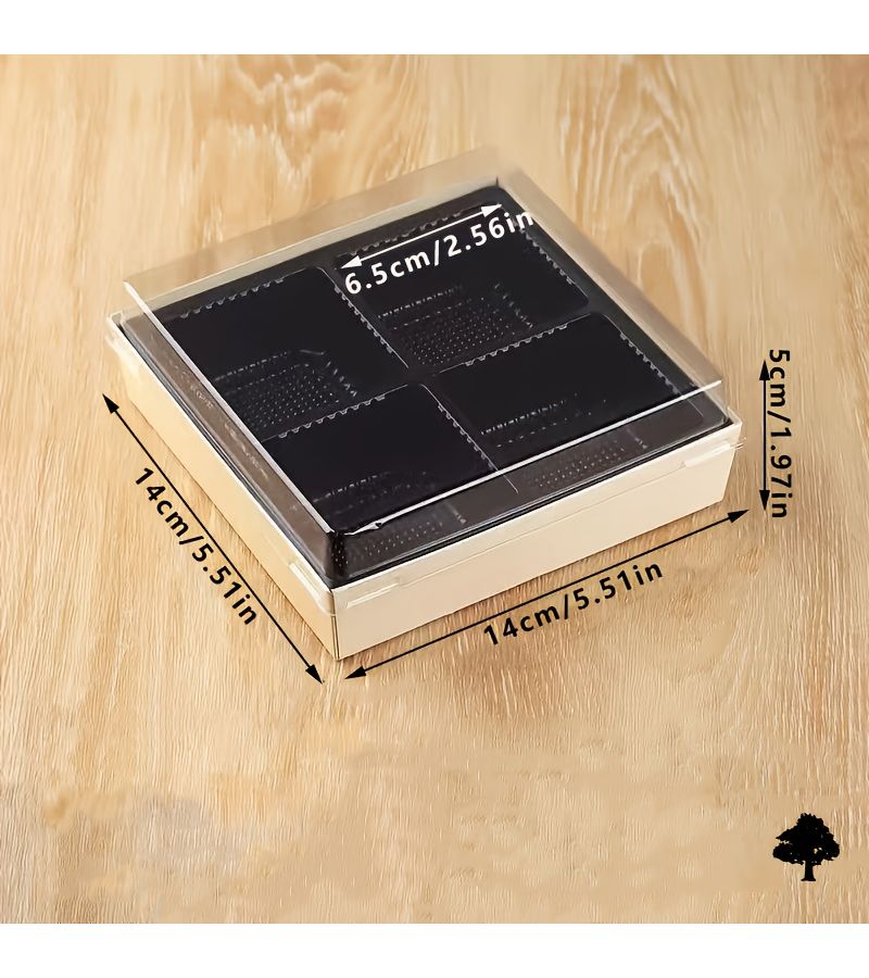 15 Pcs Disposable Dessert Containers Square Multi Compartment Trays 14x14x5cm With Clear Lids For Sandwiches Cake Slices Pastries Snacks Wedding Birthday Party Christmas - Image 1