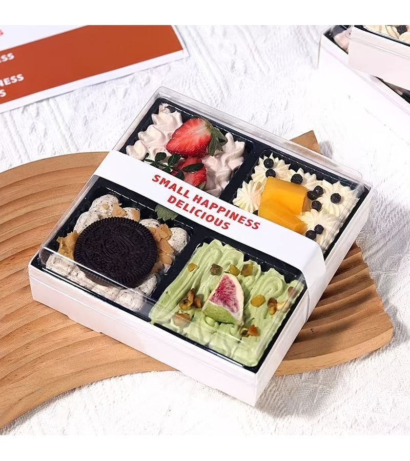 15 Pcs Disposable Dessert Containers Square Multi Compartment Trays 14x14x5cm With Clear Lids For Sandwiches Cake Slices Pastries Snacks Wedding Birthday Party Christmas - Image 5