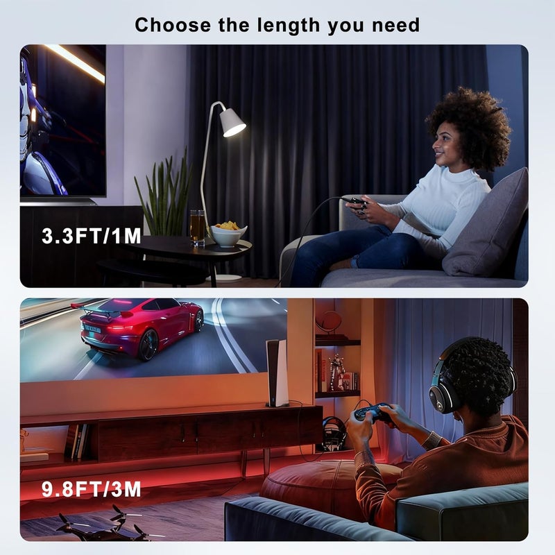 Demark Anti slip PS5 controller cable, 1m/3m USB C PS5 Charging Cable for PS5 Dual Sense, X-Box Series X/S, Switch/Pro/Lite Controllers (1M) All condition fit - Image 5