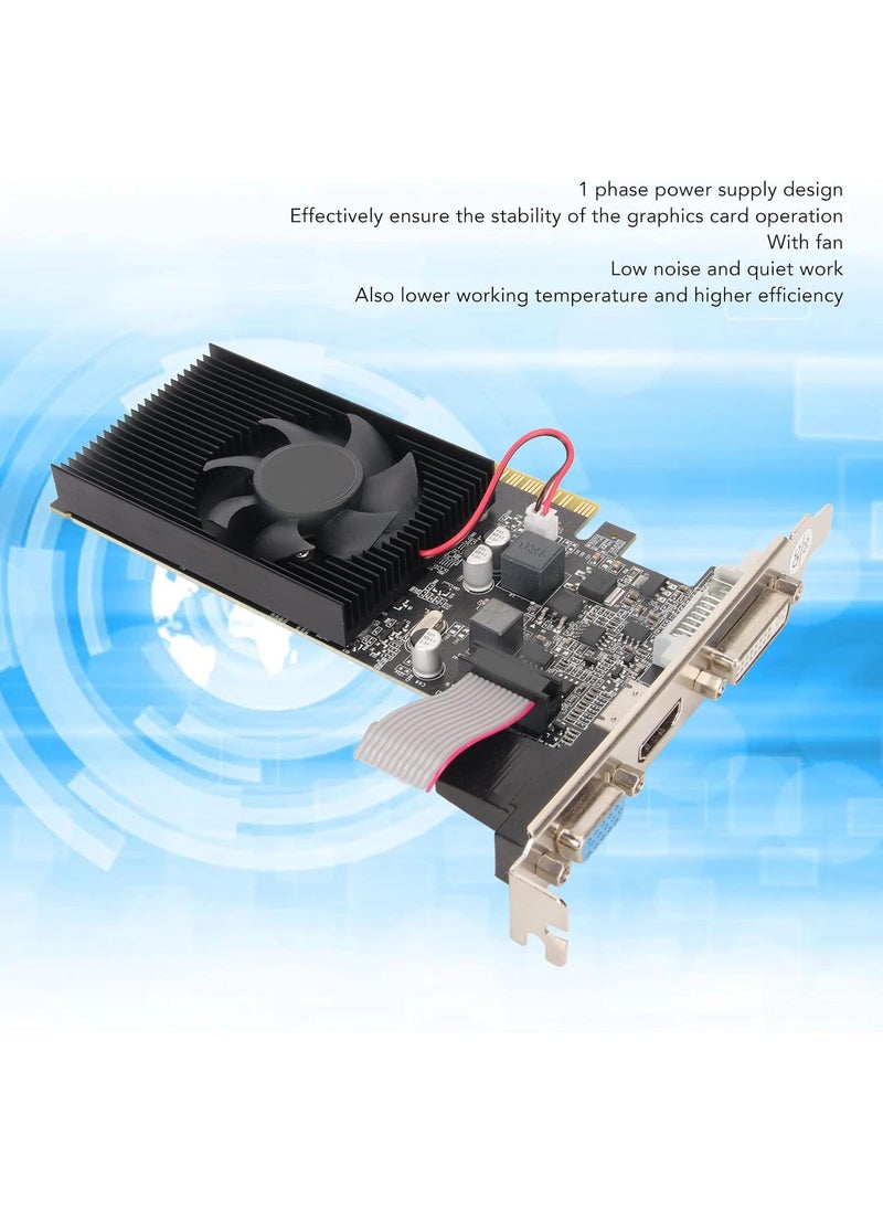 Dilwe 1G DDR3 Graphics Card Gaming Video Graphics Card with Fast Cooling Fan 64 Bit HDMI DVI VGA Desktop Graphics Card for PC  - Image 2